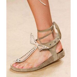 Isabel Marant Suede Studded LaceUp Sandals Women’s Sze 38 Leather Boho Gladiator